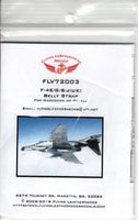 Packaging of Flying Leathernecks decals for F-4E/F/G/J/K/U/KI belly strap on a white background.