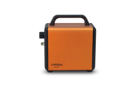 Orange portable device with black handle and 'ARISM' branding on a white background
