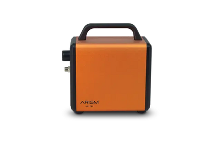 Orange portable device with black handle and 'ARISM' branding on a white background