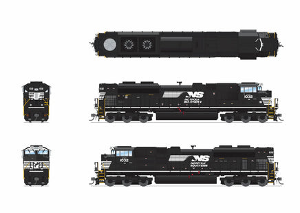 HO Broadway Ltd EMD SD70ACe, NS 1032, Black & White, Paragon4 Sound/DC/DCC, w/ Smoke 9768