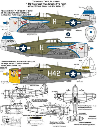 1/48 Thundercals  PTO Part 1 P-47D Razorbacks 310th FS/58th FG & 19th FS/318th FG 48001