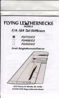 Packaging for F/A-18A Tail Stiffeners by Flying Leathernecks Models with model numbers and contact information.
