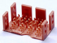 3D-printed model of a scene with figures and structures on a white background