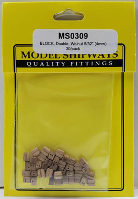 Model Shipways 5/32" (4mm) Walnut Double Sheave Block (30pcs) 309 - MPM Hobbies