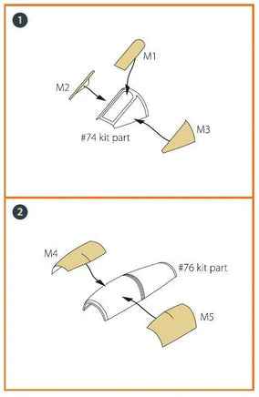 Detailed view of Clear Prop A72037 self-adhesive paint masks showing precision-cut shapes for 1/72 scale Northrop F-89D/J Scorpion Revell kit
