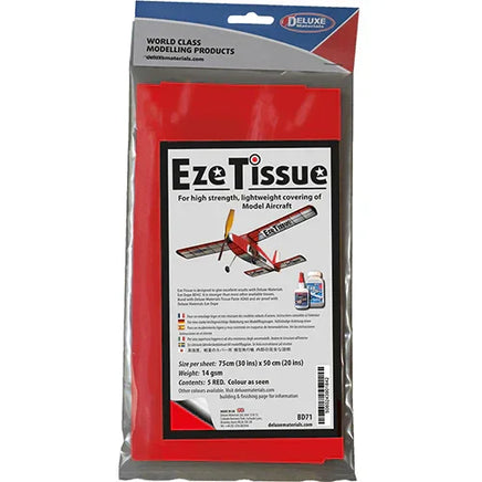 Eze Tissue packaging for model aircraft with red and white design