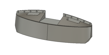 3D model of a boat hull on a white background
