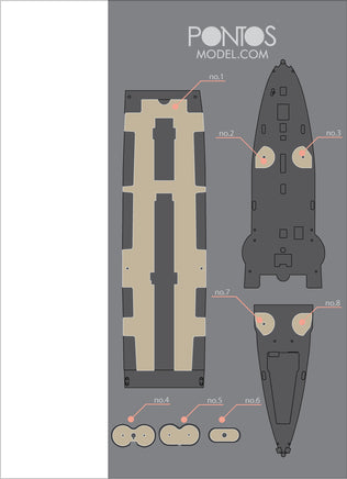1/350 Pontos Model SMS Emden/Dresden Wooden Deck Set Type 1 35031WD1