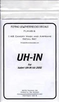 1/48 scale Flying Leathernecks UH-1N Huey canopy mask aftermarket masking set for Italeri kit showing precision-cut vinyl masks for clear canopy parts
