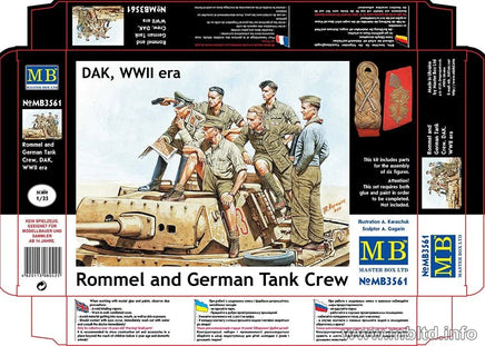 1/35 Master Box Rommel and German Tank Crew DAK WWII Era 3561