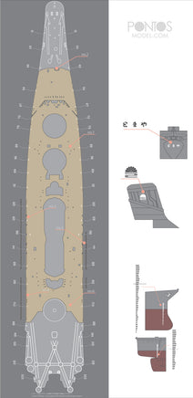 1/350 Pontos Model IJN Yamato Wooden Deck Set 1945 (New Tool) 35029WD1