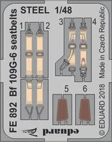 1/48 Eduard Bf 109G-6 seatbelts STEEL for TAMIYA FE892