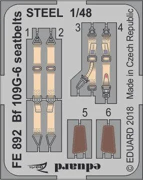 1/48 Eduard Bf 109G-6 seatbelts STEEL for TAMIYA FE892