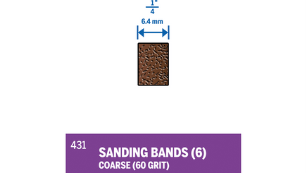 Dremel 1/4" 60-Grit Sanding Bands (6 Pack) 431