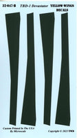 Yellow-Wings decals for TBD-I Devastator on a light blue background