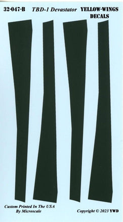 Yellow-Wings decals for TBD-I Devastator on a light blue background