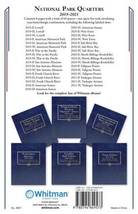 Whitman Classic Coin Album - National Park Quarters: 2019-2021 (P, D, & W Mints) 4957