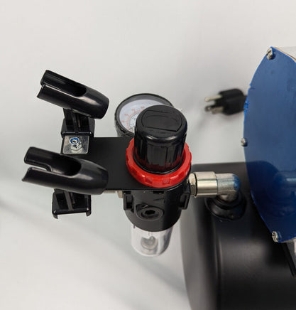 Vigiart HS-H4 airbrush holder top view showing dual airbrush slots and compact footprint for efficient workspace use
