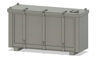 Gray cabinet with doors and handles on a white background
