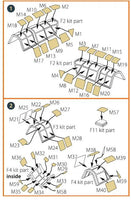 Detailed view of Clear Prop A72027 self-adhesive paint masks showing precision-cut shapes for 1/72 scale Mitsubishi Ki-51 Sonia ground-attack aircraft
