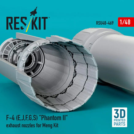 Model kit of F-4 (E.J.F.G.S) 'Phantom II' exhaust nozzles with RES/KIT branding on a blue background.