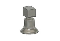 Metallic bell with a square top on a white background