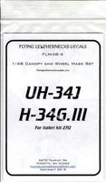 Decal sheet for UH-34J and H-34G.III with branding and product details.