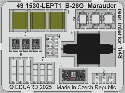 1/48 Eduard B-26G Marauder rear interior Photo etched set for ICM kit 491530