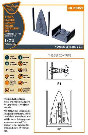1/72 Clear Prop F-86A Canopy Frame Detailing Set (CP) 72167