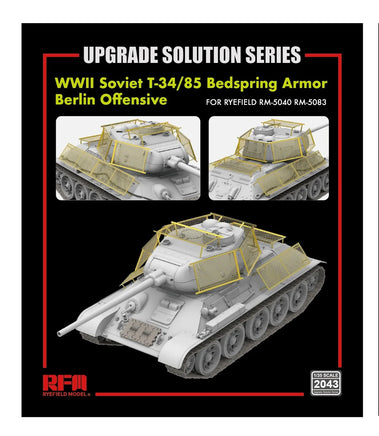 1/35 Ryefield Models WWII Soviet T-34/85 Bedspring Armor Berlin Offensive 2043