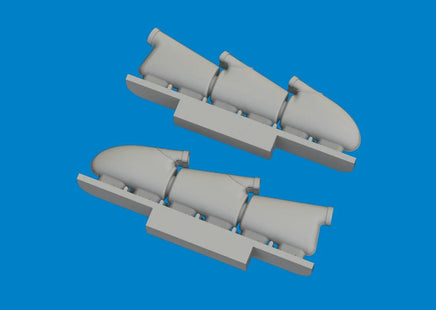 1/72 Eduard Spitfire Mk.V three-stacks exhaust rounded PRINT Brassin for TAMIYA kit 672408