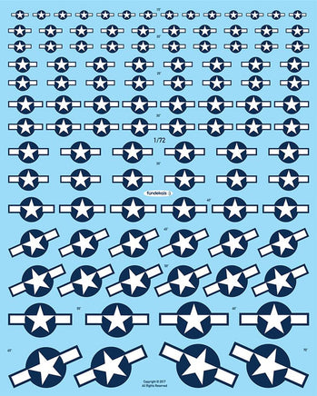 1/72 Fundekals STARS & BARS STANDARD WWII 72008