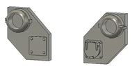 Two metallic corner brackets on a white background