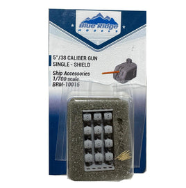 1/700 Blue Ridge Models - 5/38 Caliber Gun - Single Shield (x12) - 3D Printed + Metal Barrel 10015