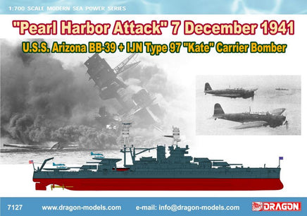 1/700 Dragon Model U.S.S. Arizona BB-39 + IJN Type 97 "Kate" Carrier Bomber 7127