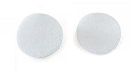 Two white circular Vigiart replacement filters for airbrush cleaning pots, 25mm diameter, displayed on packaging
