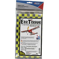 Eze Tissue packaging for model aircraft with a checkered border and airplane illustration.