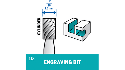 Dremel Engraving Bit 1/16" Cylinder Long 113