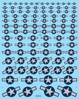 1/72 Fundekals STARS & BARS GRAY WWII 72010