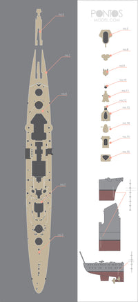 1/350 Pontos Model DKM Hipper Wooden Deck Set Type R 35018WD1