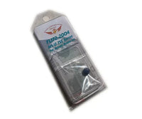 Packaged model part with a clear window on a white background