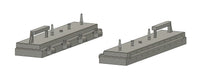 Two gray metal brackets on a white background