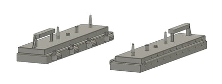 Two gray metal brackets on a white background