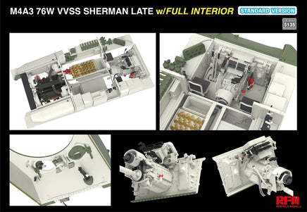 1/35 Ryefield Models M4A3 Sherman 76W VVSS Late w/Interior Standard Version 5135