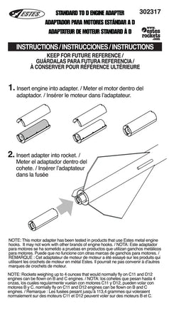Estes Rockets Engine Adapters Standard to D 002317