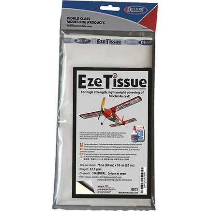 Eze Tissue packaging for model aircraft with a red airplane illustration on a white background.