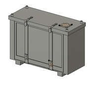 3D model of a metallic cabinet with doors on a white background