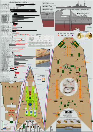 1/200 Pontos Model HMS Rodney 1942 Detail Up Set 23007F1
