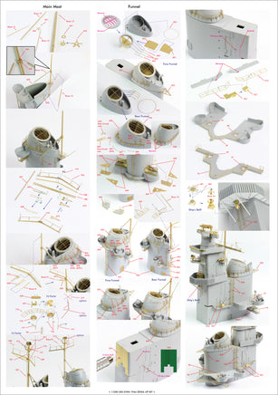1/200 Pontos Model USS BB-61 Iowa 1944 Detail Up Set (Teak Tone Deck) 23004F1