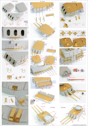 1/200 Pontos Model USS BB-61 Iowa 1944 Detail Up Set (Teak Tone Deck) 23004F1